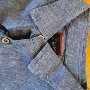 Blue linen LS UNTUCKit medium shirt